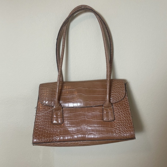 FL Snake Python Croc Print Textured Shoulder Hipster Chic Glam Structured Purse - Picture 1 of 5